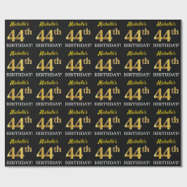 Black, Imitation Guld "44:e BIRTHDAY" Presentpapper