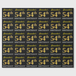Black, Imitation Guld "54:e BIRTHDAY" Presentpapper