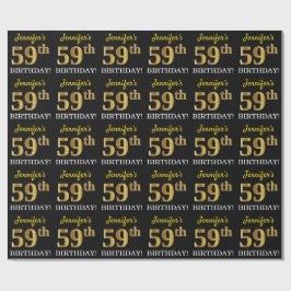 Black, Imitation Guld "59:e BIRTHDAY" Presentpapper