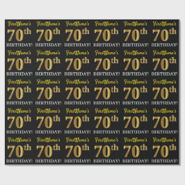 Black, Imitation Guld "70:e BIRTHDAY" Presentpapper