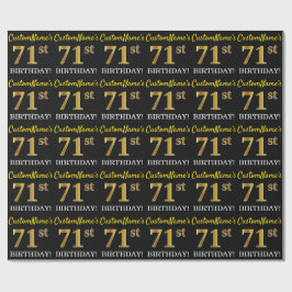 Black, Imitation Guld "71:a BIRTHDAY" Presentpapper