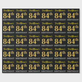 Black, Imitation Guld "84:e BIRTHDAY" Presentpapper