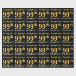 Black, Imitation Guld "99:e BIRTHDAY" Presentpapper