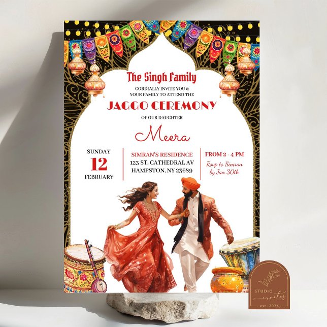 Black Indian Bröllop Jaggo Ceremony-inbjudan Inbjudningar (Skapare uppladdad)