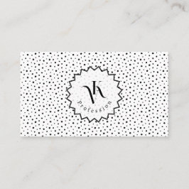 Black ink Polka dot Monogram Minimalist Modern. Visitkort