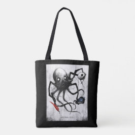 Black Inky Bones Press Octopus Tote Tygkasse