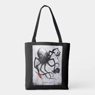 Black Inky Bones Press Octopus Tote Tygkasse
