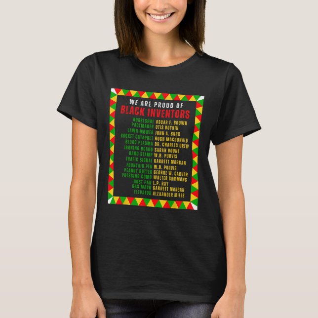 Black Inventors Proud Black History Månad Roots Fu T Shirt (Framsida)
