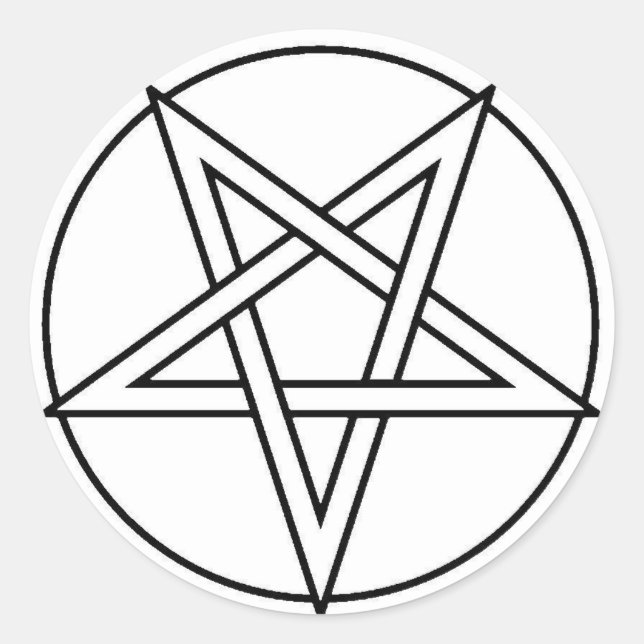 Black Inverterad Pentacle Runt Klistermärke (Framsida)
