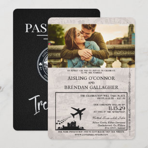 Black Ireland Passport Wedding-inbjudan Inbjudningar