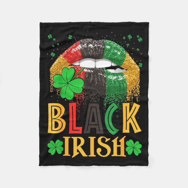 Black Irish Dripng Lips African American St Patric Fleecefilt (Framsidan)