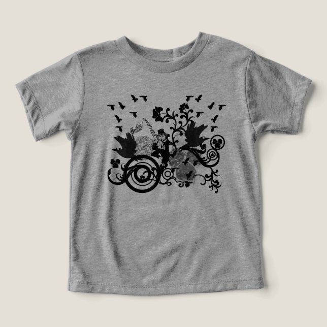 Black Irish Swirls and Leprechaunss T-shirt (Design Framsida)