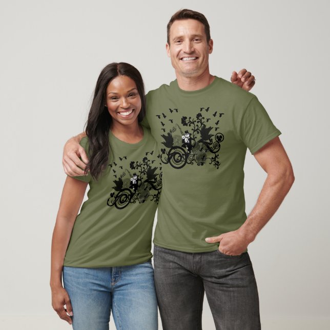 Black Irish Swirls and Leprechaunss Tee (Unisex)