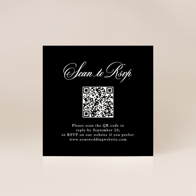 Black Italian Elegance | RSVP with QR Code Tilläggskort (Skapare uppladdad)