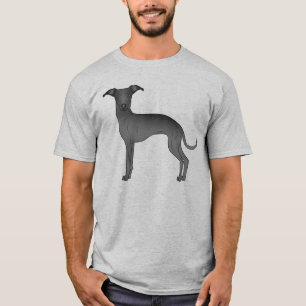 Black Italienska Greyhound Cute Tecknad hund T Shirt