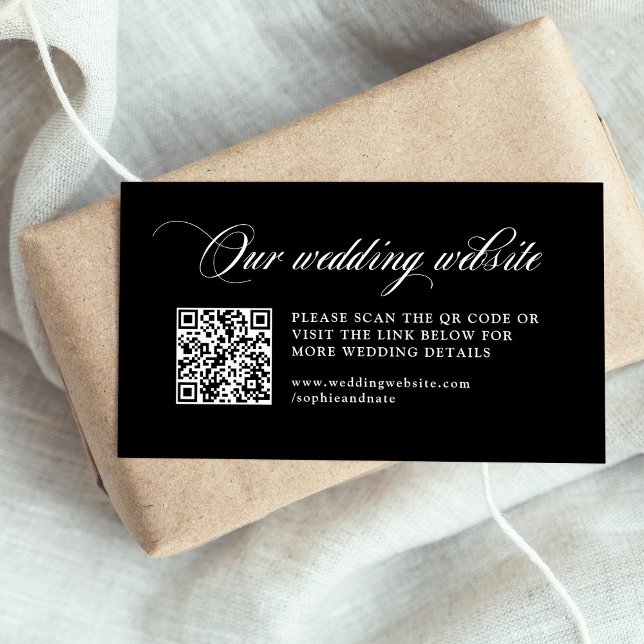 Black Italy Elegance | QR-kod för Bröllop webbplat Tilläggskort (Skapare uppladdad)