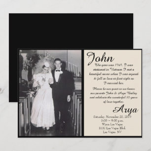 Black & Ivory 50 år av kärlek årsdag inbjudan