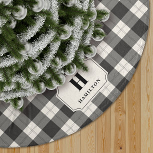 Black & Ivory Buffalo Play Monogram Träd Skirt Julgransmatta Borstad Polyester
