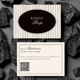 Black Ivory Classic Old Money QR Code Wedding RSVP OSA Kort