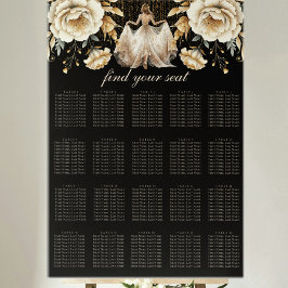 Black Ivory & Guld Quinceañera-sätesdiagram Poster