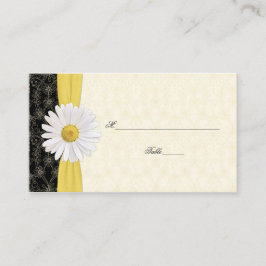 Black Ivory Guld White Daisy Bröllop Place Cards Placeringskort