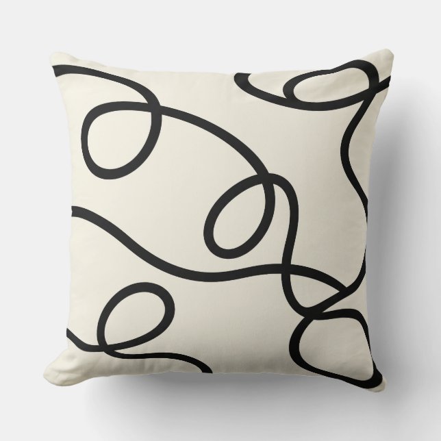 Black Ivory Loop Line Abstract Kudde (Framsida)