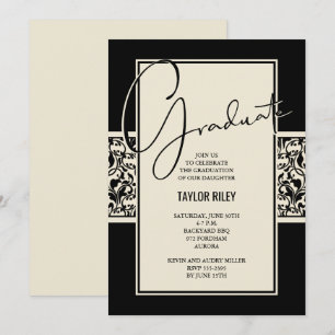 Black Ivory Studenten Damask Inbjudningar