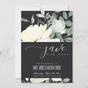 BLACK IVORY WHITA AQUA BLOMMIGT WATERCOLOR BUNCH SPARA DATUMET