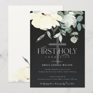 BLACK IVORY WHITE AQUA BLOMMIGT FÖRSTA HELIGAN, GE INBJUDNINGAR