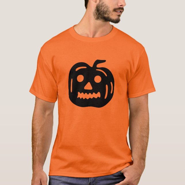 Black Jack-O-Lantern Pumpkin-figur Tee Shirt (Framsida)