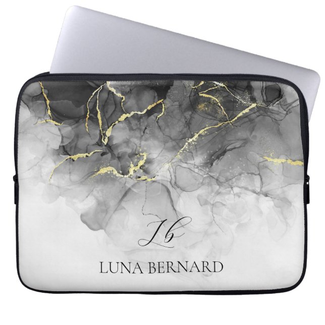 Black Jade Watercolor Bläck Anpassade Laptop Fodral (Framsidan)