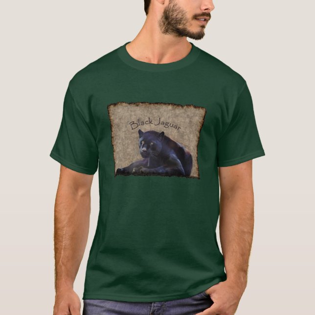 Black Jaguar Big Cat Wildlife-support Art T-Shirt (Framsida)