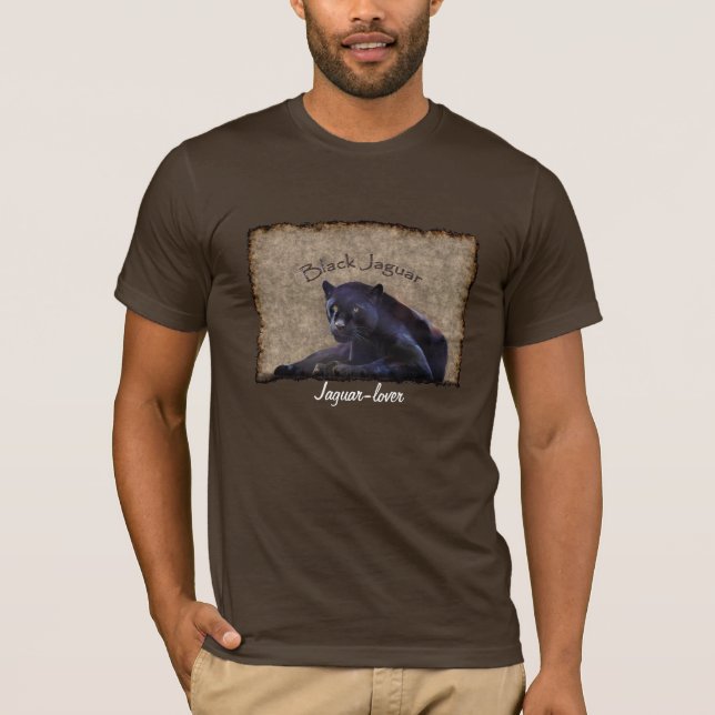 Black Jaguar Big Cat Wildlife-support Art T-Shirt (Framsida)