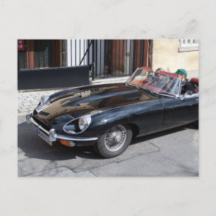 Black Jaguar E-typ Vykort