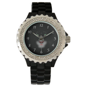 Black Jaguar eller panther Big Cat Ansikte Armbandsur