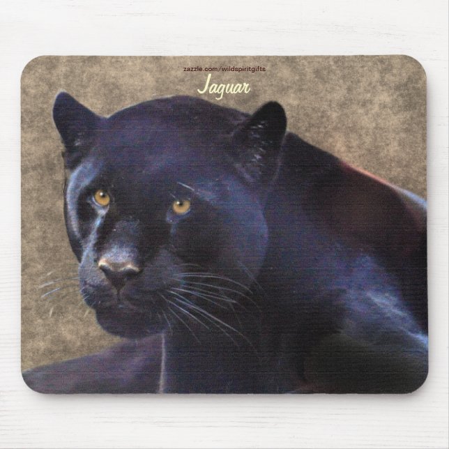 Black Jaguar Panther Big Cat Wildlife Mousepad Musmatta (Framsidan)