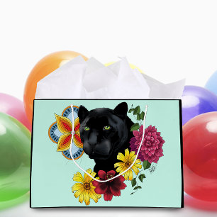 Black Jaguar Porträtt Flowers