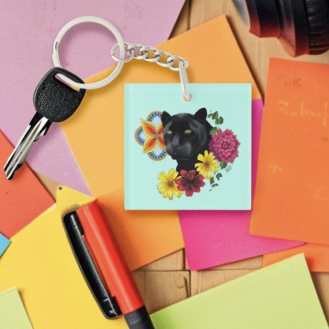 Black Jaguar Porträtt Flowers (Skapare uppladdad)