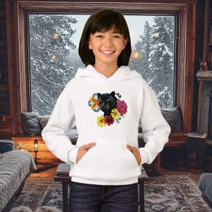 Black Jaguar Porträtt Flowers T Shirt