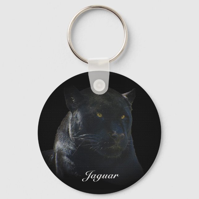 Black Jaguar Vild katt Animal-Älskare Keychain Nyckelring (Framsida)