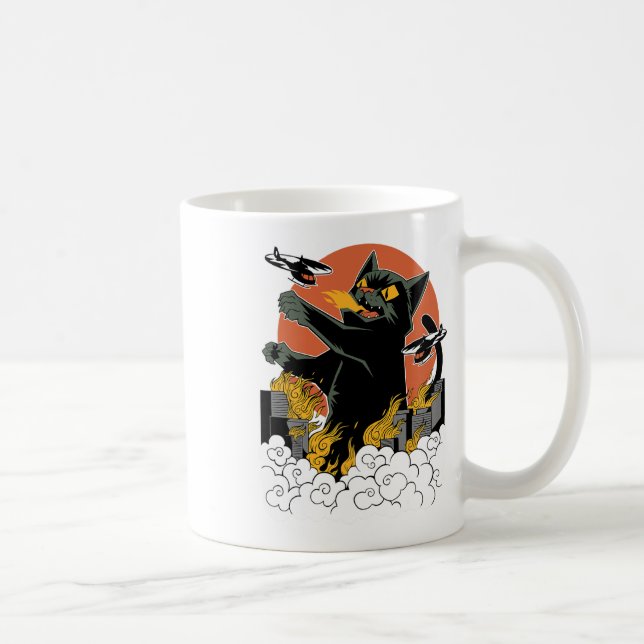 Black Japansk Catzilla Sunset - Clic Fit Kaffemugg (Höger)