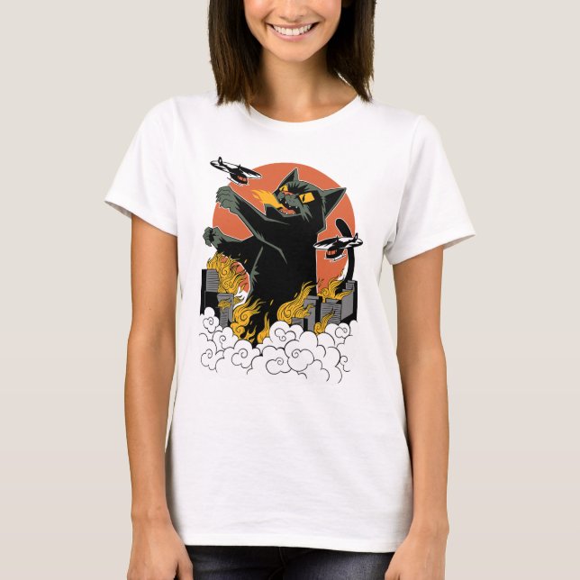 Black Japansk Catzilla Sunset - Clic Fit T Shirt (Framsida)