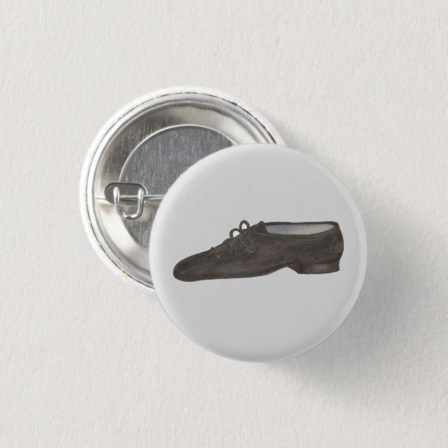 Black Jazz Dance Shoe Dancer Födelsedagsfest Knapp (Framsida & baksida)