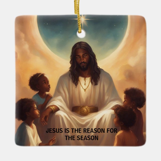 Black Jesus African American Julgran Julgransprydnad Keramik (Framsida)