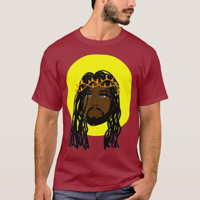 Black Jesus Locs African American Religiösa T Shirt (Framsida)