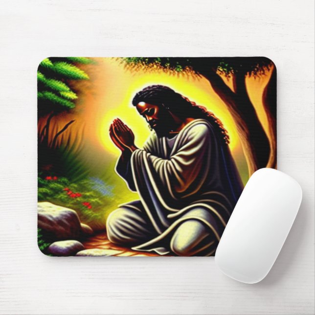 Black Jesus Praying in Gethsemane Mouse Pad Musmatta (Med mus)