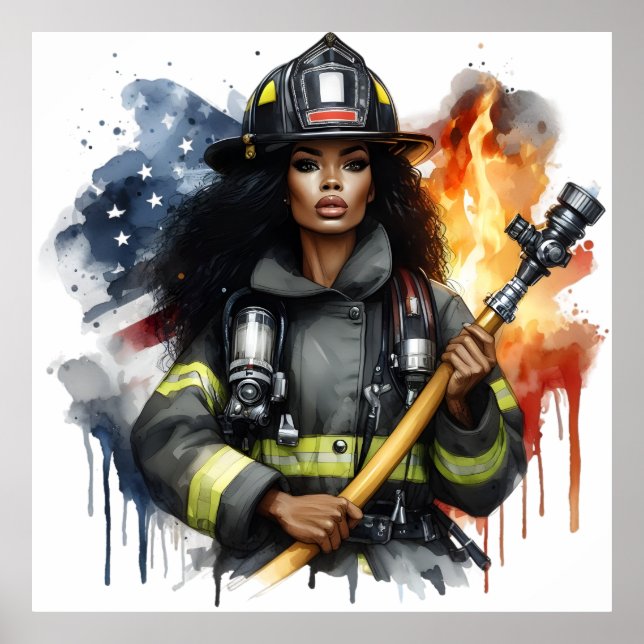 Black Job American Fire Fighter Sista Poster (Framsidan)