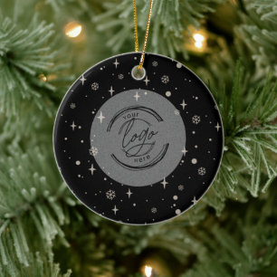 Black Jolly-jul Business Logotyp QR-Chic Julgransprydnad Keramik