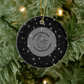 Black Jolly-jul Business Logotyp QR-Chic Julgransprydnad Keramik