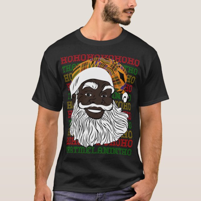 Black Jolly Santa Design African American Santa T Shirt (Framsida)